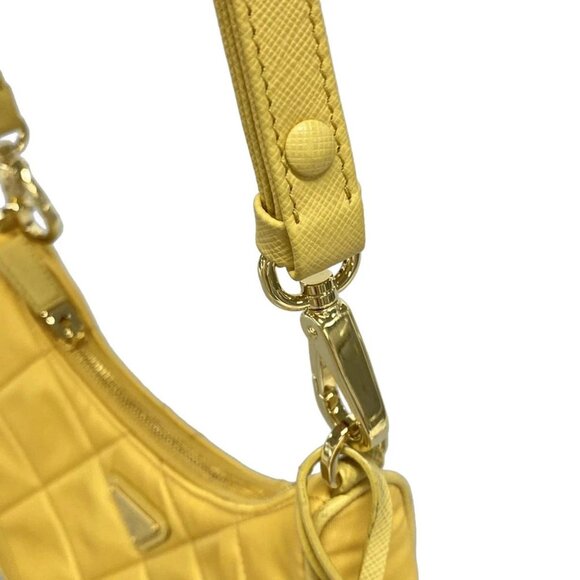 Auth PRADA - 1BC204 Yellow Nylon Leather Shoulder Bag - Picture 10 of 16